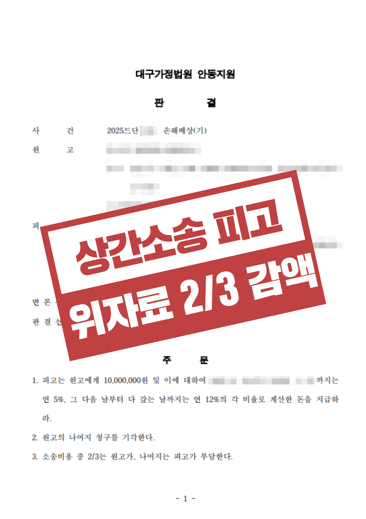 '가정을 파탄냈다'며 청구된 위자료 3,000만 원, 이미 무너진 결혼임을 입증해 2,000만 원 감액한 상간소송 방어