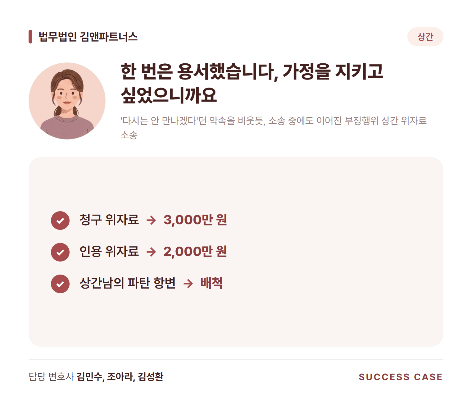 '다시는 안 만나겠다'던 약속을 비웃듯, 소송 중에도 이어진 부정행위 상간 위자료 소송 사건 요약