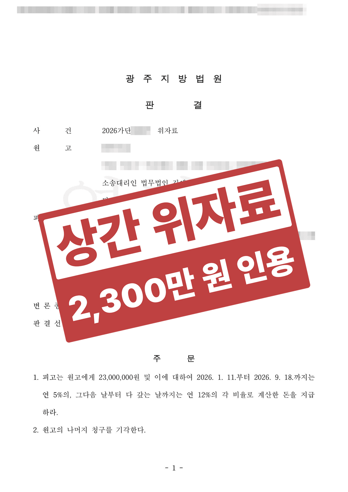 사촌동생과 남편의 외도, 임신 중 1년 6개월 부정행위 입증해 받아낸 상간 위자료 2,300만 원