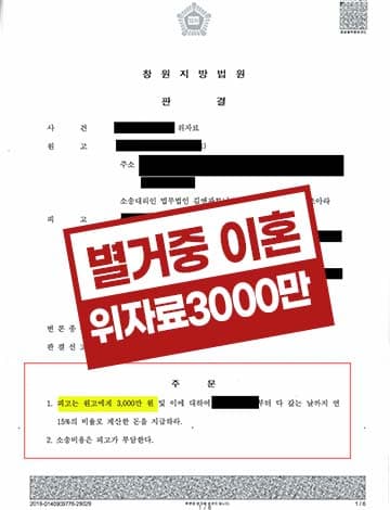 별거중 외도 상간녀 위자료 3000만원