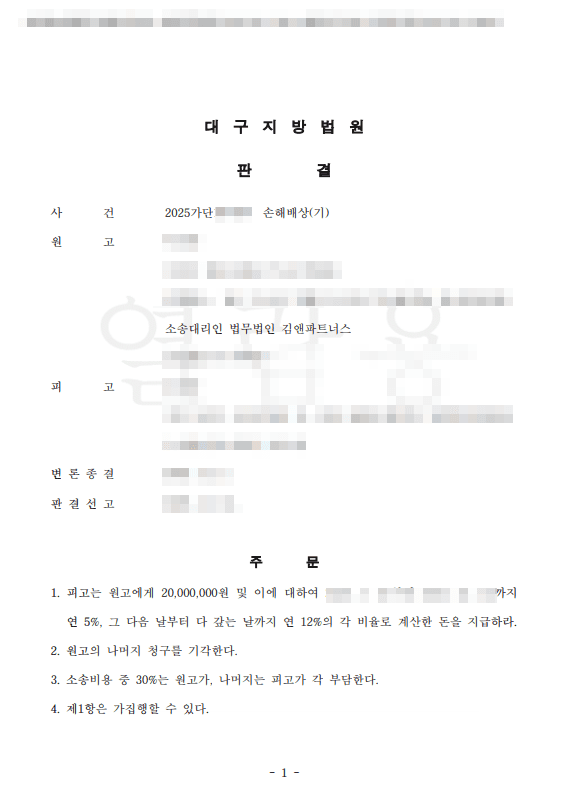 18년 가정을 지켜온 남편, 아내와 직장 상사의 외도 밝혀 위자료 2,000만 원 받아낸 상간소송 판결문
